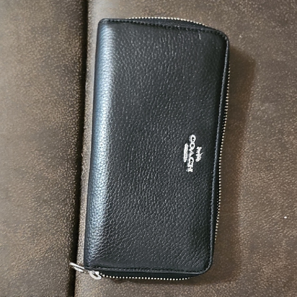 Coach Black Zip-Around Leather Wallet